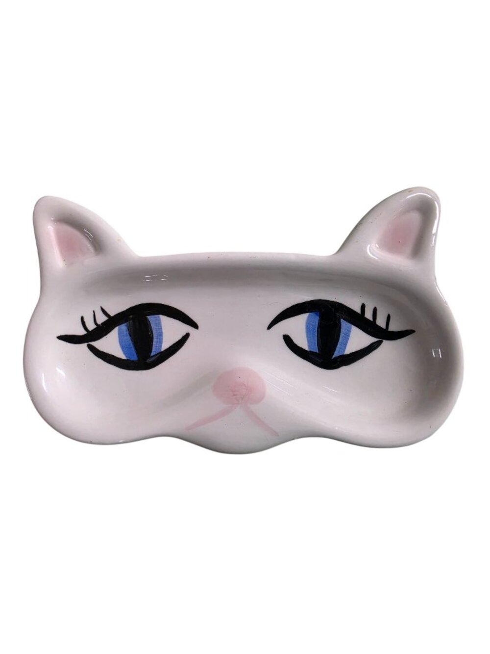 Vintage Ceramic Cat Eyeglass Holder Tray Trinket Dish Wall Mount Vanity Decor